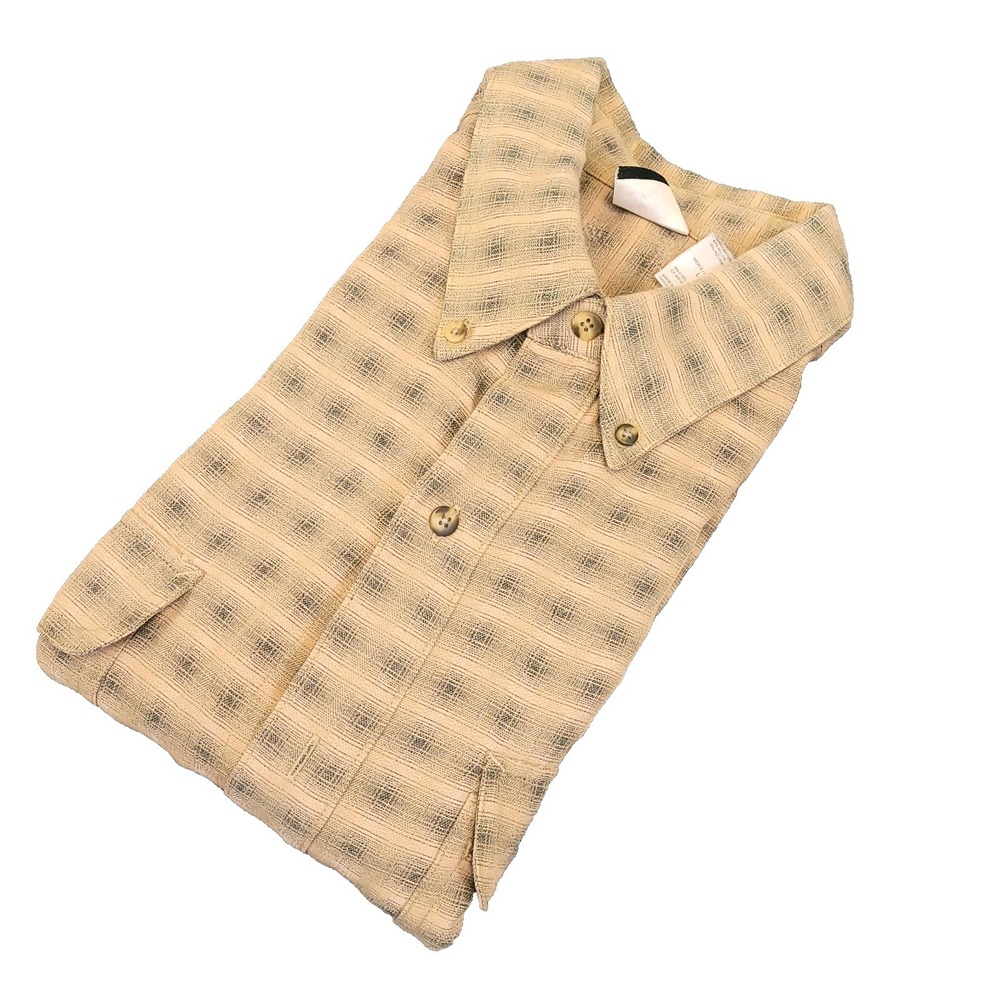 North Face Hikingβ Shirt Men L Button Up Plaid Nylon Blend Pleated Dual Pocket